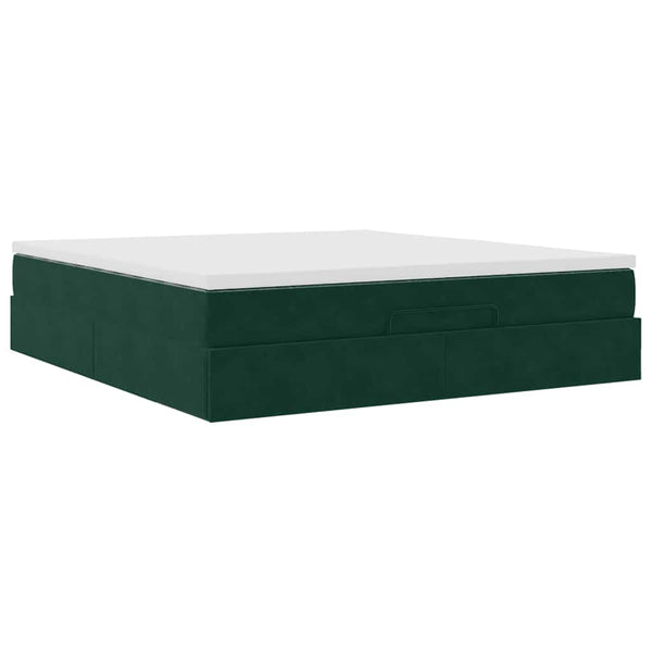 vidaXL Ottoman Bed with Mattress Dark Green 180x200 cm Velvet
