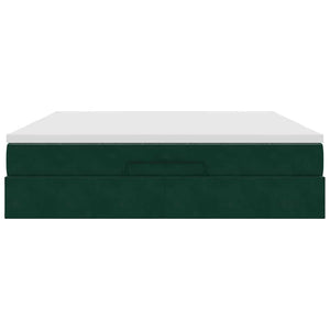 vidaXL Ottoman Bed with Mattress Dark Green 180x200 cm Velvet