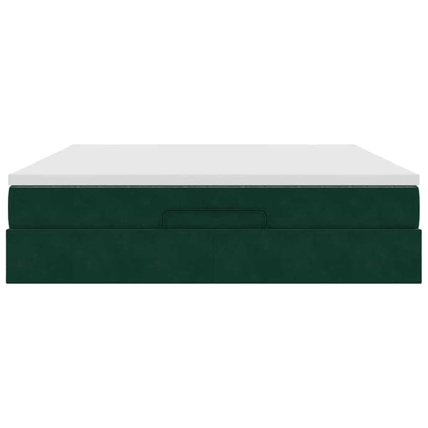 vidaXL Ottoman Bed with Mattress Dark Green 180x200 cm Velvet