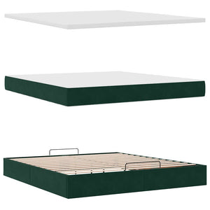 vidaXL Ottoman Bed with Mattress Dark Green 180x200 cm Velvet