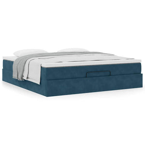 vidaXL Ottoman Bed with Mattress Dark Blue 180x200 cm Velvet