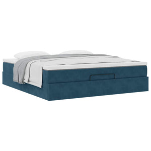 vidaXL Ottoman Bed with Mattress Dark Blue 180x200 cm Velvet