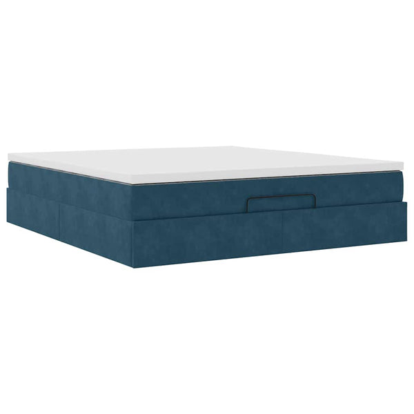 vidaXL Ottoman Bed with Mattress Dark Blue 180x200 cm Velvet