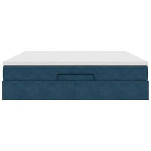 vidaXL Ottoman Bed with Mattress Dark Blue 180x200 cm Velvet