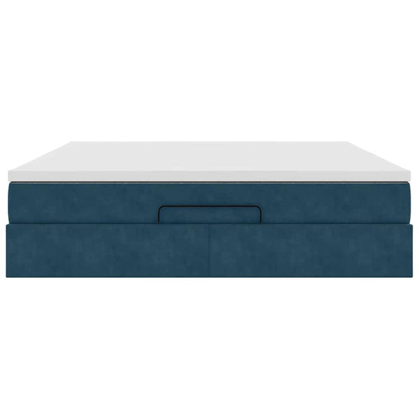 vidaXL Ottoman Bed with Mattress Dark Blue 180x200 cm Velvet