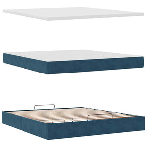vidaXL Ottoman Bed with Mattress Dark Blue 180x200 cm Velvet