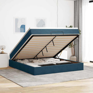 vidaXL Ottoman Bed with Mattress Dark Blue 180x200 cm Velvet