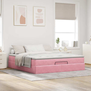 vidaXL Ottoman Bed with Mattress Pink 180x200 cm Velvet