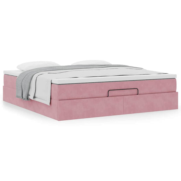 vidaXL Ottoman Bed with Mattress Pink 180x200 cm Velvet