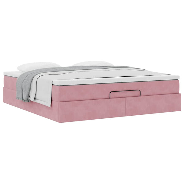 vidaXL Ottoman Bed with Mattress Pink 180x200 cm Velvet