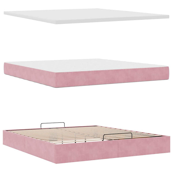 vidaXL Ottoman Bed with Mattress Pink 180x200 cm Velvet