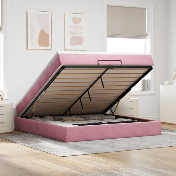 vidaXL Ottoman Bed with Mattress Pink 180x200 cm Velvet
