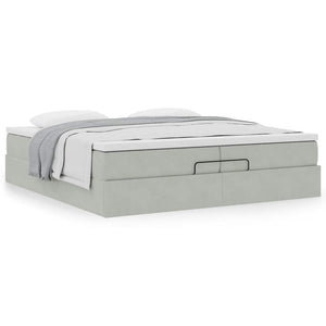 vidaXL Ottoman Bed with Mattresses Light Grey 200x200 cm Velvet