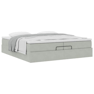 vidaXL Ottoman Bed with Mattresses Light Grey 200x200 cm Velvet