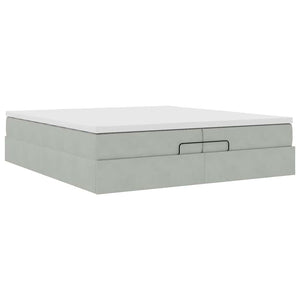 vidaXL Ottoman Bed with Mattresses Light Grey 200x200 cm Velvet