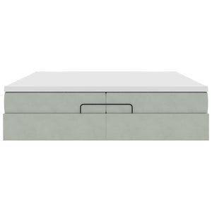 vidaXL Ottoman Bed with Mattresses Light Grey 200x200 cm Velvet
