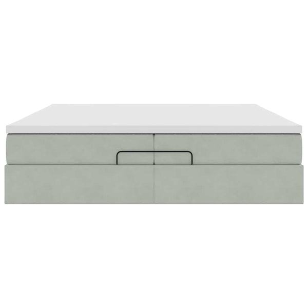vidaXL Ottoman Bed with Mattresses Light Grey 200x200 cm Velvet