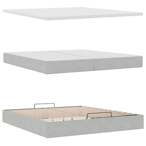 vidaXL Ottoman Bed with Mattresses Light Grey 200x200 cm Velvet