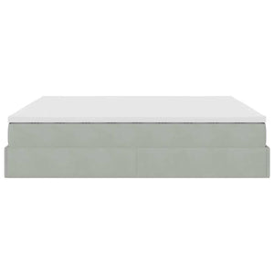 vidaXL Ottoman Bed with Mattresses Light Grey 200x200 cm Velvet