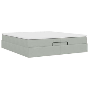 vidaXL Ottoman Bed with Mattresses Light Grey 200x200 cm Velvet