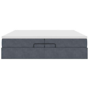 vidaXL Ottoman Bed with Mattresses Dark Grey 200x200 cm Velvet