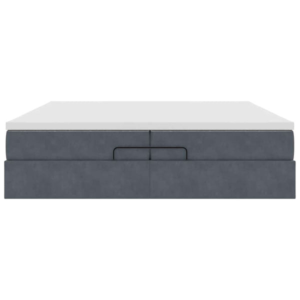 vidaXL Ottoman Bed with Mattresses Dark Grey 200x200 cm Velvet