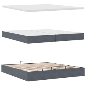 vidaXL Ottoman Bed with Mattresses Dark Grey 200x200 cm Velvet