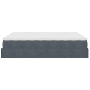 vidaXL Ottoman Bed with Mattresses Dark Grey 200x200 cm Velvet