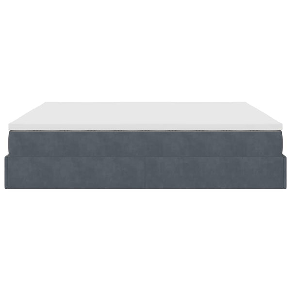 vidaXL Ottoman Bed with Mattresses Dark Grey 200x200 cm Velvet