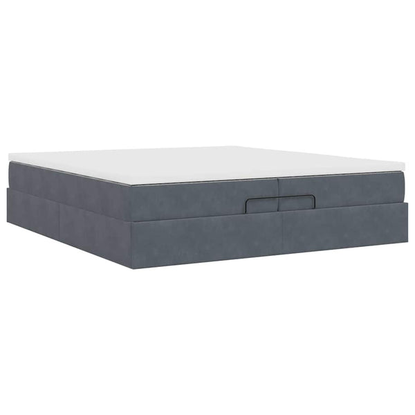 vidaXL Ottoman Bed with Mattresses Dark Grey 200x200 cm Velvet