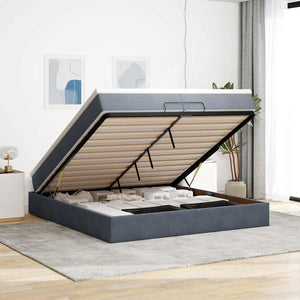 vidaXL Ottoman Bed with Mattresses Dark Grey 200x200 cm Velvet