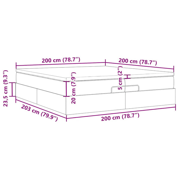 vidaXL Ottoman Bed with Mattresses Black 200x200 cm Velvet
