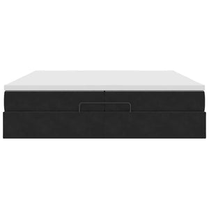 vidaXL Ottoman Bed with Mattresses Black 200x200 cm Velvet