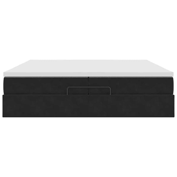 vidaXL Ottoman Bed with Mattresses Black 200x200 cm Velvet