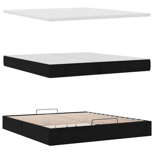 vidaXL Ottoman Bed with Mattresses Black 200x200 cm Velvet