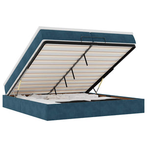 vidaXL Ottoman Bed with Mattresses Dark Blue 200x200 cm Velvet