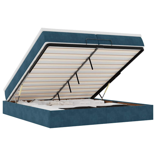vidaXL Ottoman Bed with Mattresses Dark Blue 200x200 cm Velvet