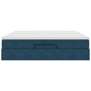 vidaXL Ottoman Bed with Mattresses Dark Blue 200x200 cm Velvet