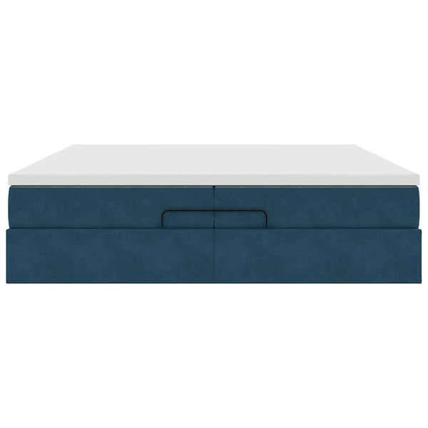 vidaXL Ottoman Bed with Mattresses Dark Blue 200x200 cm Velvet