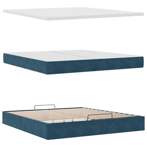 vidaXL Ottoman Bed with Mattresses Dark Blue 200x200 cm Velvet
