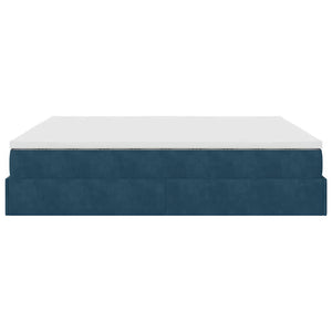 vidaXL Ottoman Bed with Mattresses Dark Blue 200x200 cm Velvet
