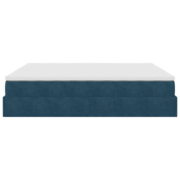 vidaXL Ottoman Bed with Mattresses Dark Blue 200x200 cm Velvet