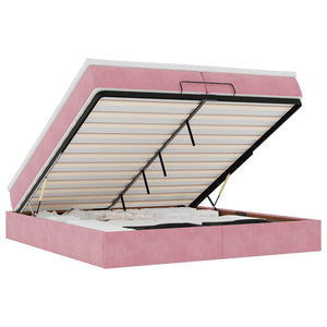 vidaXL Ottoman Bed with Mattresses Pink 200x200 cm Velvet