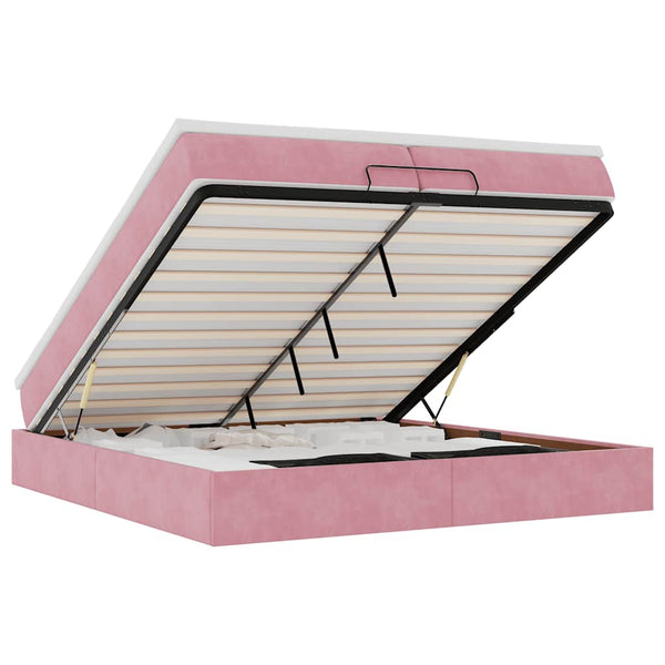 vidaXL Ottoman Bed with Mattresses Pink 200x200 cm Velvet