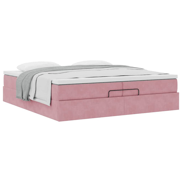 vidaXL Ottoman Bed with Mattresses Pink 200x200 cm Velvet