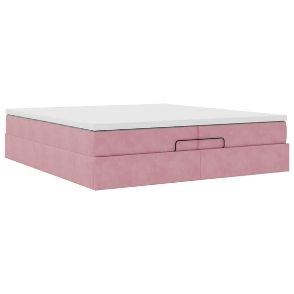 vidaXL Ottoman Bed with Mattresses Pink 200x200 cm Velvet