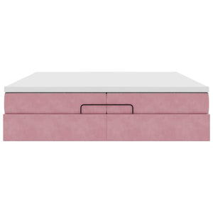 vidaXL Ottoman Bed with Mattresses Pink 200x200 cm Velvet