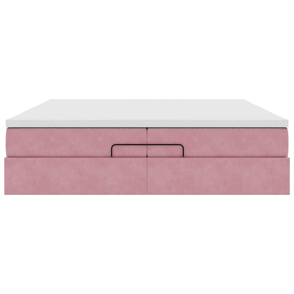 vidaXL Ottoman Bed with Mattresses Pink 200x200 cm Velvet