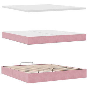 vidaXL Ottoman Bed with Mattresses Pink 200x200 cm Velvet