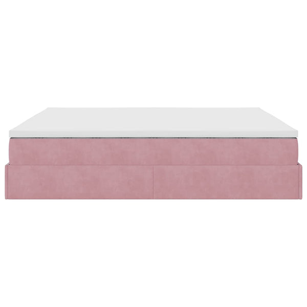vidaXL Ottoman Bed with Mattresses Pink 200x200 cm Velvet